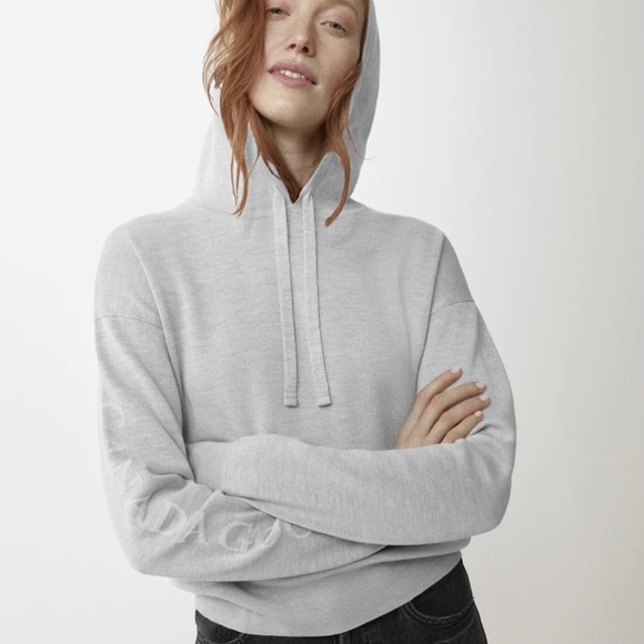Canada Goose Sweaters - New Canada Goose Merino Wool Belleville Hoody Sweater Grey Mist L